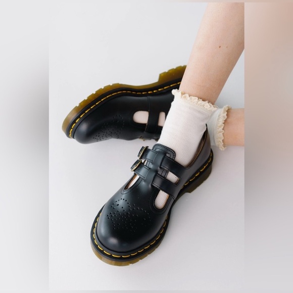 Dr. Martens Shoes - Dr Martens 8065 Mary Janes Size 7 Black Smooth Leather Double Buckle Lug Sole